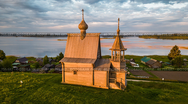 Никольская часовня в деревне Вершинино, Архангельская область. Лето. Рассвет. Стоковое фото, фотограф Сергей Цепек / Фотобанк Лори