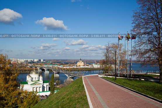 Нижний Новгород, мост через Оку и Невский кафедральный собор (2012 год). Стоковое фото, фотограф Igor Lijashkov / Фотобанк Лори