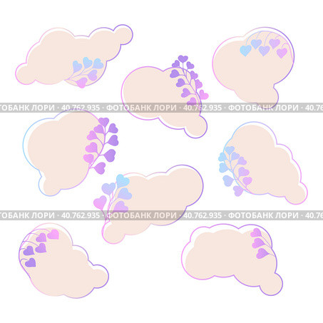 Notebook labels set with heart of trendy gradient vector bubbles. Стоковая иллюстрация, иллюстратор Ольга Головкина / Фотобанк Лори
