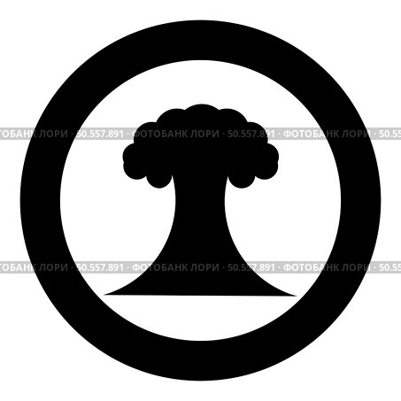 Nuclear explosion burst mushroom explosive destruction icon in circle round black color vector illustration image solid outline style simple. Nuclear explosion burst mushroom explosive destruction icon in circle round black color vector illustration image solid outline style. Стоковая иллюстрация, агентство Ingram Publishing / Фотобанк Лори