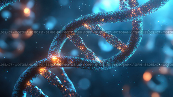 nucleotide beaming dna strand ai generated. Стоковое AI-изображение, AI-художник Vectorwin / Фотобанк Лори