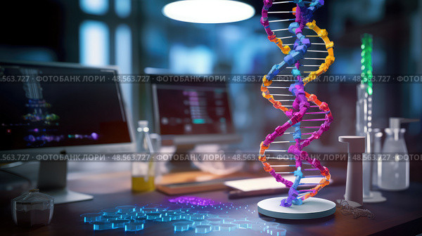 nucleotide medical dna ai generated. Стоковое AI-изображение, AI-художник Vectorwin / Фотобанк Лори