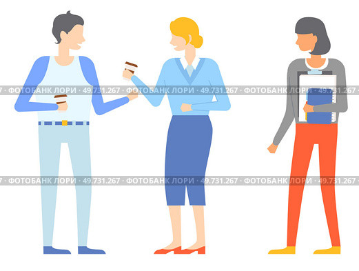 Office people worker. Vector illustration. Partnerships between companies strengthen their position in corporate world Corporation employees work together towards achieving organizational objectives. Office people worker. Meetings are integral part office work, promoting collaboration and communication. Стоковая иллюстрация, агентство Ingram Publishing / Фотобанк Лори