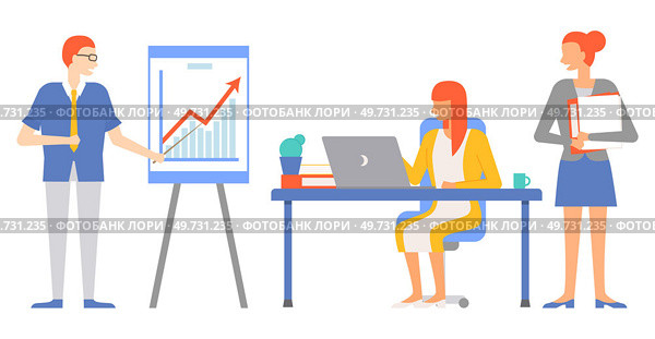 Office people worker. Vector illustration. The office community thrives on collective efforts its people and workers The office people worker metaphor symbolizes interconnectedness individuals. Office people worker. An employees role as office worker is vital to success business. Стоковая иллюстрация, агентство Ingram Publishing / Фотобанк Лори