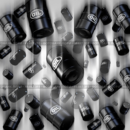 Oil falling financial concept and crude price fall symbol as barrels of petroleum going down with a liquid drop icon for declining prices in fossil energy due to oversupply and overproduction market conditions. Стоковое фото, агентство Ingram Publishing / Фотобанк Лори