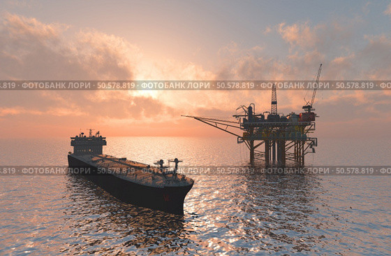 Oil production into the sea from above. Стоковое фото, агентство Ingram Publishing / Фотобанк Лори
