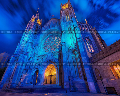 Old cathedral church in neogothic style. Стоковое AI-изображение, AI-художник Anastasy Yarmolovich / Фотобанк Лори