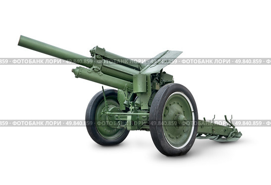 Old green cannon isolated on a white background. Стоковое фото, агентство Ingram Publishing / Фотобанк Лори