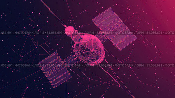 orbit flowing tech satellite ai generated. Стоковое AI-изображение, AI-художник Vectorwin / Фотобанк Лори
