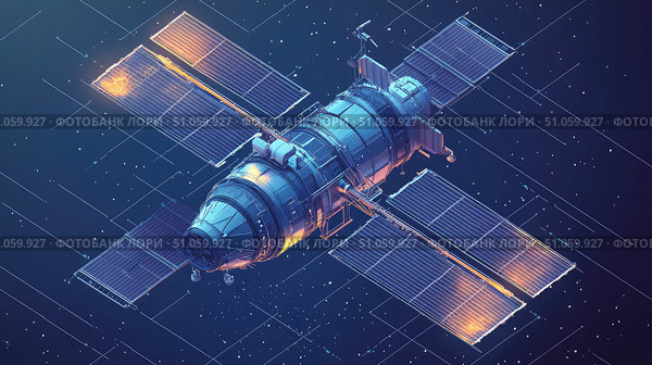 orbit looping satellite ai generated. Стоковое AI-изображение, AI-художник Vectorwin / Фотобанк Лори
