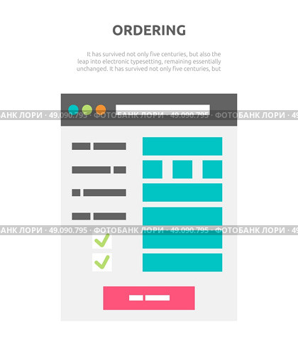 Ordering website element design. Order option, choice ordering information, info site webdesign ordering, interface checklist, webpage vector illustration material design. Стоковая иллюстрация, агентство Ingram Publishing / Фотобанк Лори