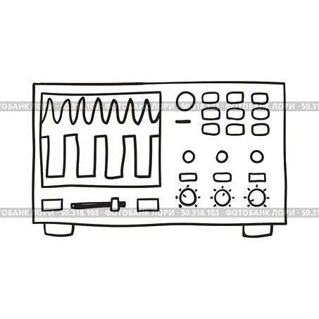Oscilloscope Icon. Hand Drawn Sketch Design. Vector Illustration. Стоковая иллюстрация, агентство Ingram Publishing / Фотобанк Лори