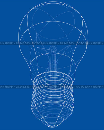 Outline light bulb. Vector. Стоковая иллюстрация, иллюстратор Кирилл Черезов / Фотобанк Лори