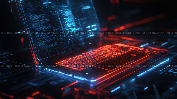 overheating pulsating laptop ai generated. Стоковое AI-изображение, AI-художник Vectorwin / Фотобанк Лори