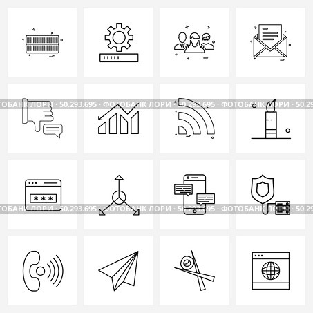 Pack of 16 Universal Line Icons for Web Applications analytics, state, avatar, rejected institution, messages Vector Illustration. Стоковая иллюстрация, агентство Ingram Publishing / Фотобанк Лори