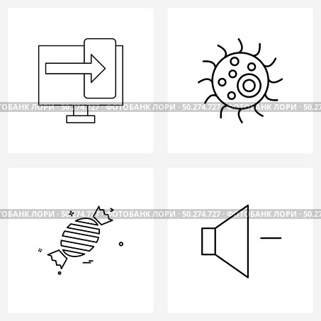 Pack of 4 Universal Line Icons for Web Applications screen; candy ; seo; science; sound Vector Illustration. Стоковая иллюстрация, агентство Ingram Publishing / Фотобанк Лори
