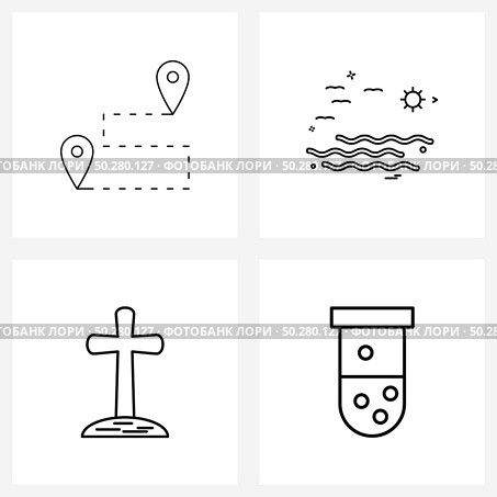 Pack of 4 Universal Line Icons for Web Applications coordinate, scary, route, beach, medical Vector Illustration. Стоковая иллюстрация, агентство Ingram Publishing / Фотобанк Лори