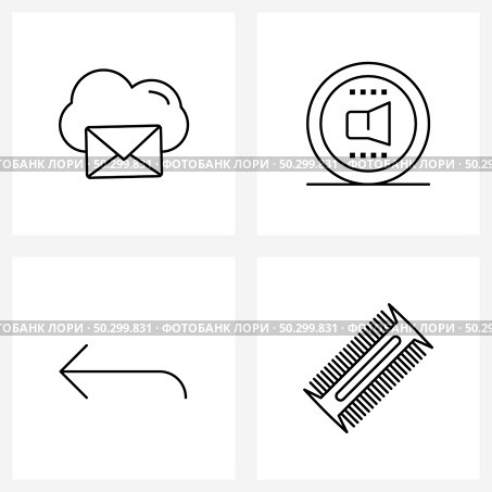 Pack of 4 Universal Line Icons for Web Applications sent email, arrow, communication, speaker, barber Vector Illustration. Стоковая иллюстрация, агентство Ingram Publishing / Фотобанк Лори