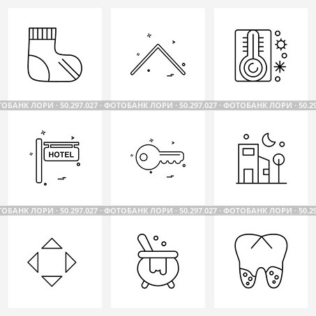 Pack of 9 Universal Line Icons for Web Applications key, signs, road signs, medical Vector Illustration. Стоковая иллюстрация, агентство Ingram Publishing / Фотобанк Лори