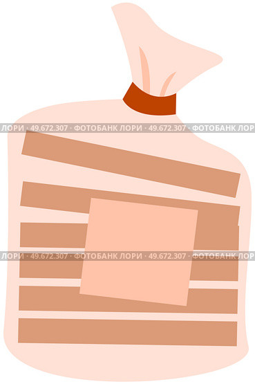 Pack of sliced bread for sandwiches. Packed bakery product, natural food vector illustration. Slices of bread, sliced pastries in plastick package. Fresh baked product from rye or wheat flour. Pack of sliced bread for sandwiches. Fresh baked product, pastries from rye or wheat flour. Стоковая иллюстрация, агентство Ingram Publishing / Фотобанк Лори