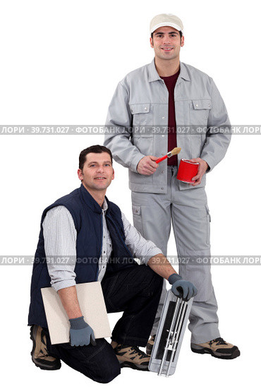 Painter and tiler. Стоковое фото, фотограф Phovoi R. / PantherMedia / Фотобанк Лори