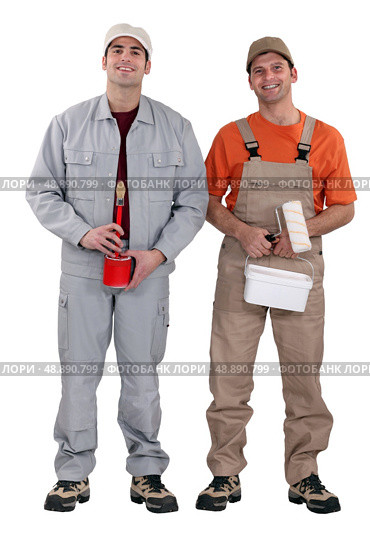 Painters standing side-by-side. Стоковое фото, агентство Ingram Publishing / Фотобанк Лори