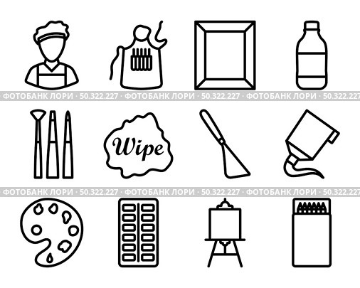 Painting Icon Set. Bold outline design with editable stroke width. Vector Illustration. Стоковая иллюстрация, агентство Ingram Publishing / Фотобанк Лори