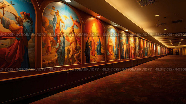 paintings church wall ai generated. Стоковое AI-изображение, AI-художник Vectorwin / Фотобанк Лори