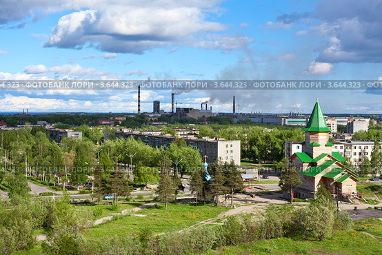 Панорама города Сегежа, Республика Карелия (2011 год). Стоковое фото, фотограф Кекяляйнен Андрей / Фотобанк Лори