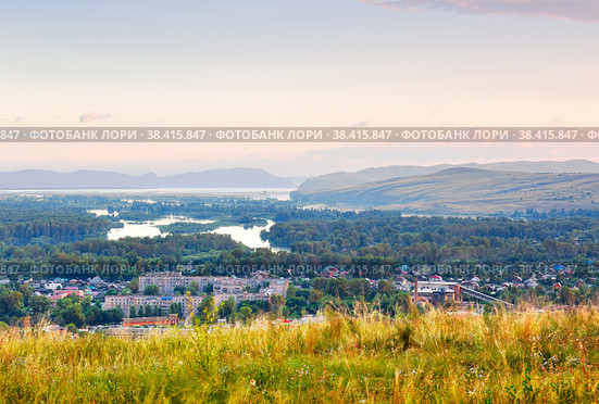 Panorama of Abakan in the morning. Стоковое фото, фотограф ArhSib / Фотобанк Лори