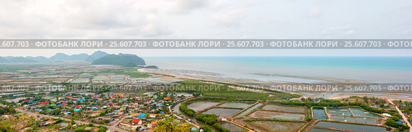 Panoramic landscape of Khao Sam Roi Yot National Park. Стоковое фото, фотограф Николай Михальченко / Фотобанк Лори