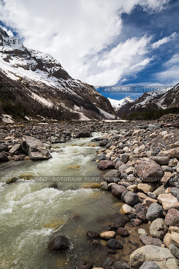 Panoramic view of Baksan river. Стоковое фото, фотограф Юлия Белоусова / Фотобанк Лори