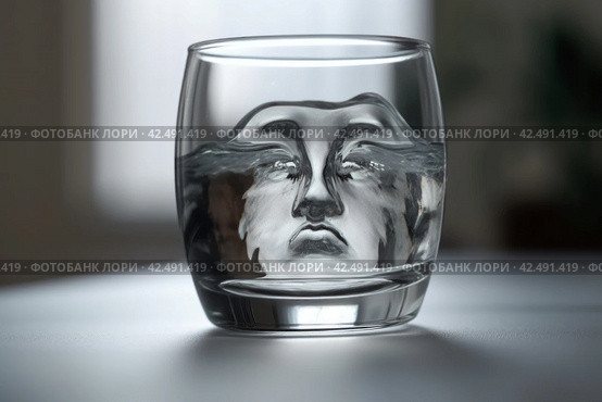 Pareidolia phenomenon in glass of water. Generate ai. Стоковое AI-изображение, AI-художник Иван Рябоконь / Фотобанк Лори