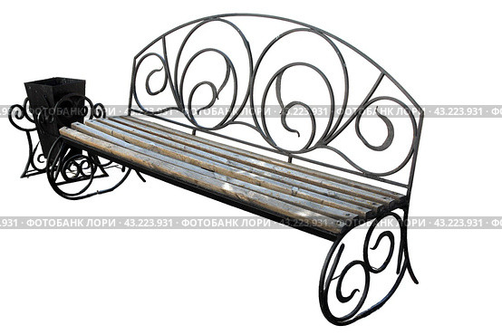 Park bench isolated on a white background. Стоковое фото, фотограф Фотограф / Фотобанк Лори