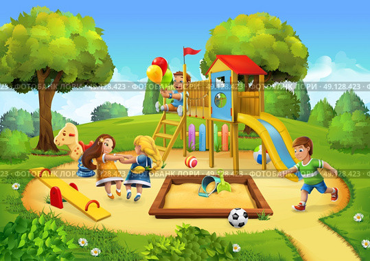 Park, playground vector background. Стоковое фото, агентство Ingram Publishing / Фотобанк Лори