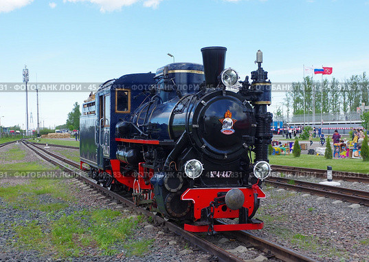 Паровоз Кп4-447, станция Царскосельская, Южная трасса МОЖД, Пушкин, Санкт-Петербург (2019 год). Редакционное фото, фотограф Алексей Иванов / Фотобанк Лори