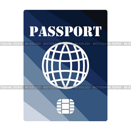 Passport with chip icon. Passport with chip icon. Flat color design. Vector illustration. Стоковое фото, агентство Ingram Publishing / Фотобанк Лори