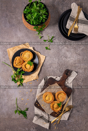 Pastries filled with meat, traditionally baked in black clay molds both from the region on Vila Real, Portugal. Стоковое фото, агентство Ingram Publishing / Фотобанк Лори