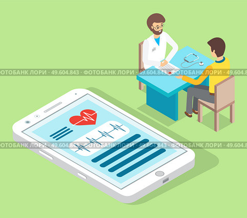 Patient came to medical clinic for consultation with doctor. Medical treatment and healthcare poster, modern clinical analysis and treatment, diagnostic tests. Clinic appointment meeting with doctor. Patient came to medical clinic for consultation with doctor. Modern clinical analysis and treatment. Стоковая иллюстрация, агентство Ingram Publishing / Фотобанк Лори
