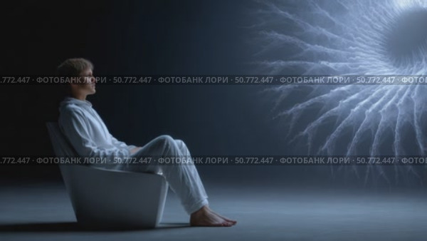 Patient observing glowing fractal during hypnosis session. Стоковое AI-видео, аниматор Юрий Поздников / Фотобанк Лори