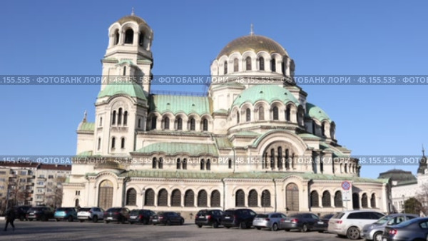 Patriarchal cathedral of St. Alexander Nevsky at day. Sofia. Republic of Bulgaria. Редакционное видео, видеограф Яков Филимонов / Фотобанк Лори