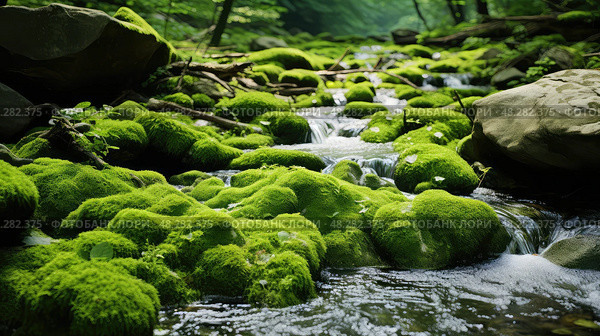 pebbles filamentous algae ai generated. Стоковое AI-изображение, AI-художник Vectorwin / Фотобанк Лори