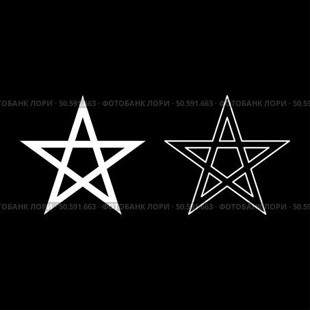 Pentagram Neo paganism sign five pointed star set icon white color vector illustration image simple solid fill outline contour line thin flat style. Pentagram Neo paganism sign five pointed star set icon white color vector illustration image solid fill outline contour line thin flat style. Стоковая иллюстрация, агентство Ingram Publishing / Фотобанк Лори