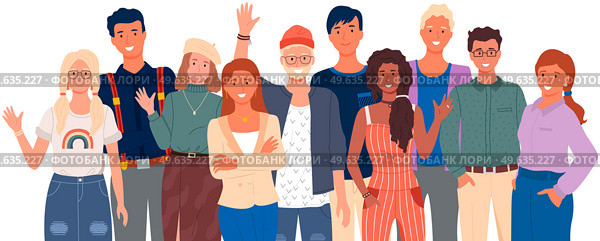 People greeting gesture. Different nations representatives waving hand saying hi. Men, women say hello. People waving hands and gesturing in friendly way. Characters wave their hand and say welcome hi. People greeting gesture. Different nations representatives waving hand saying hello. Стоковая иллюстрация, агентство Ingram Publishing / Фотобанк Лори