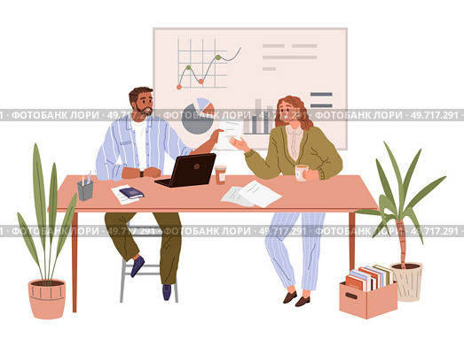 People office work. Vector illustration. Office workers adapt to changes and embrace new technologies in office work A worker employee demonstrates dedication and loyalty to their role in office. People office work. Office workers collaborate on projects to deliver high-quality results A worker employee takes. Стоковая иллюстрация, агентство Ingram Publishing / Фотобанк Лори