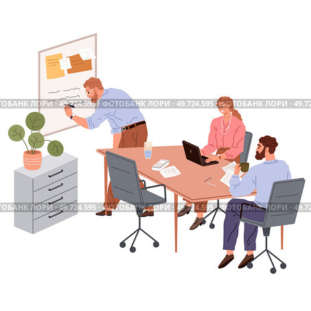 People office work. Vector illustration. People in office work under supervision of office manager who ensures efficiency Office workers embrace challenges and find innovative solutions. People office work. Office workers value contributions of each team member in office work A worker employee seeks. Стоковая иллюстрация, агентство Ingram Publishing / Фотобанк Лори