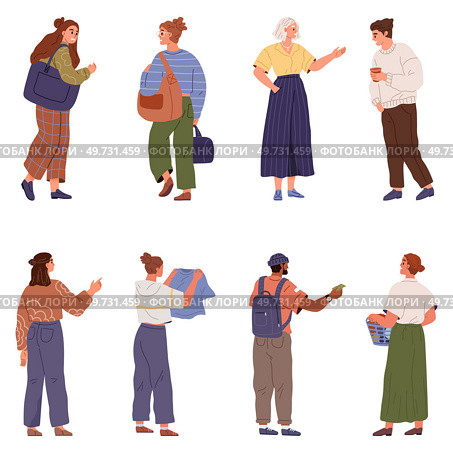 People talk when meet, friendly or work communication vector illustration. Cartoon man and woman friend character talking, businessman and lady solve work task isolated on white. Passersby on street. People talk when meet, men and women isolated, friendly or work communication. Passersby on street. Стоковая иллюстрация, агентство Ingram Publishing / Фотобанк Лори