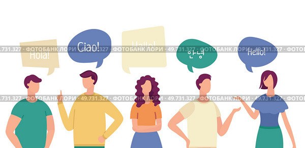 People talking. Vector illustration. Effective communication is key to building strong relationships with others Conversations allow people to engage in meaningful and reciprocal exchanges People. People talking. Somebodys words can have profound impact on others within their community. Стоковая иллюстрация, агентство Ingram Publishing / Фотобанк Лори
