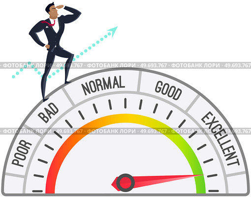 Personal development plan for career success, build specialist skill or competence to motivate and achieve business target, man walk up staircase on scale from poor to excellent to obtain target. Personal development for career success, build specialist skill motivate and achieve business target. Стоковая иллюстрация, агентство Ingram Publishing / Фотобанк Лори