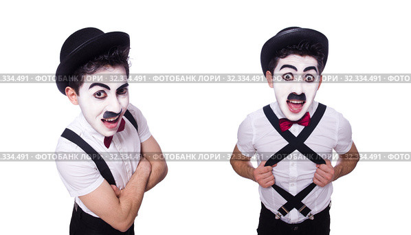 Personification of Charlie Chaplin on white. Стоковое фото, фотограф Elnur / Фотобанк Лори
